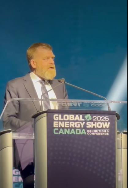 Minister Brian Jean at Calgary Global Energy Show mentioning Greenhawk in keynote speech.