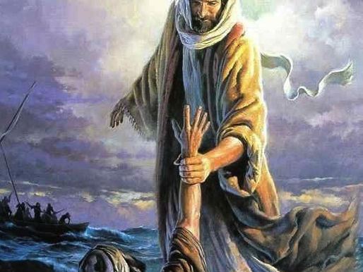 Jesus saving Peter from the raging sea (Matthew 14:31)
