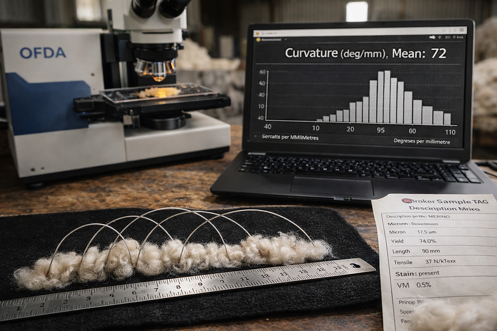 What is fibre curvature (crimp) and why does it matter for Australian wool pricing?