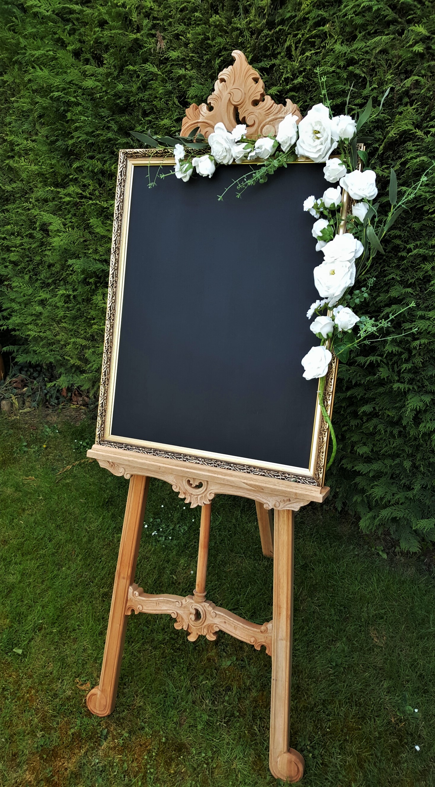 Large chalkboard & white floral