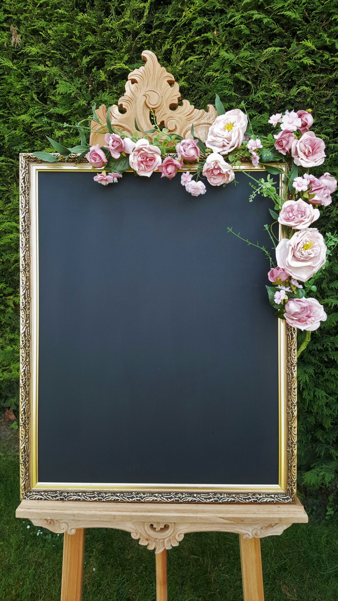 Large chalkboard & pink floral