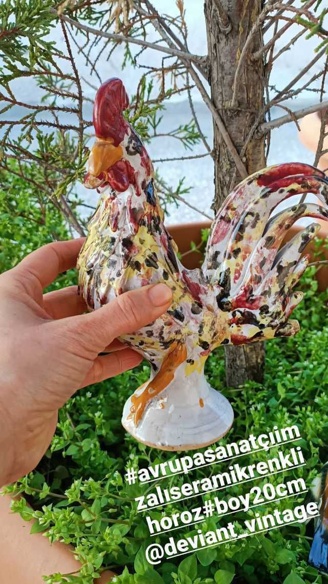 Küçük resim: Avrupa, Sanatçı İmzalı,Seramik,Renkli Horoz(Boy:20cm)