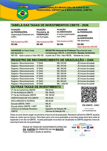 Tabela de investimento CBKTE