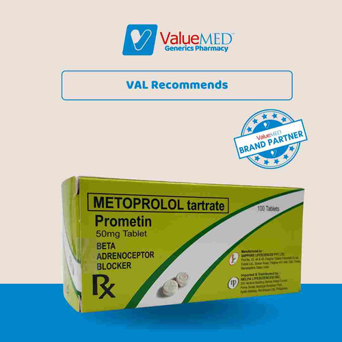 Metoprolol 50 mg Tablet 100's PROMETIN50 ValueMed Generics