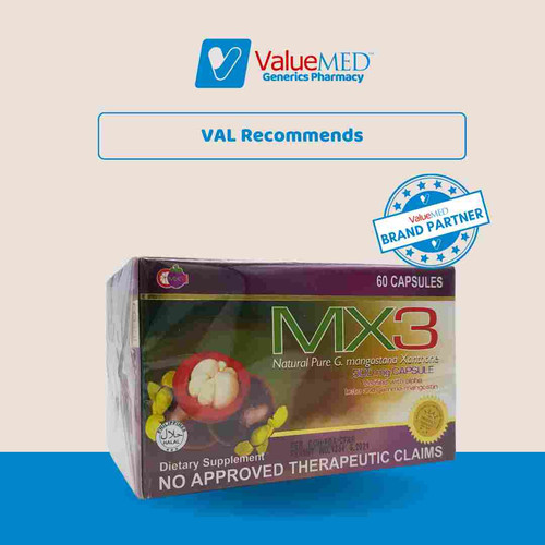 MX3 Mangosteen Xanthone 500 mg Capsule 60's MX3 ValueMed Generics