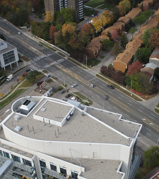Aerial view of commercial and residential subdivisions