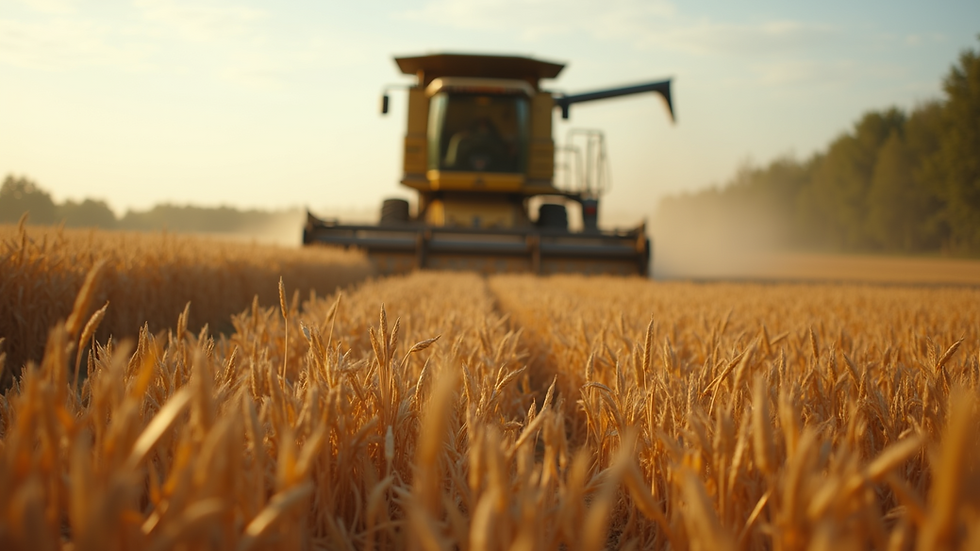 Eye-level view of a modern agricultural bagger system in action