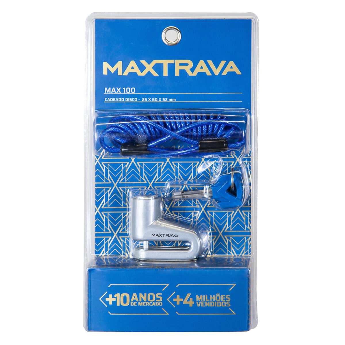 CADEADO DISCO CABO LEMBRETE/BOLSA PINO C/ 5.5MM PRATA MAX100 - MAXTRAVA