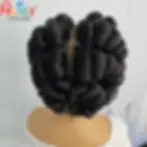 Thumbnail: Natural Color 6Inch Transparent Full Lace Braided Wigs Short Cute Handmade Bantu