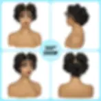 Thumbnail: Natural Color 6Inch Transparent Full Lace Braided Wigs Short Cute Handmade Bantu