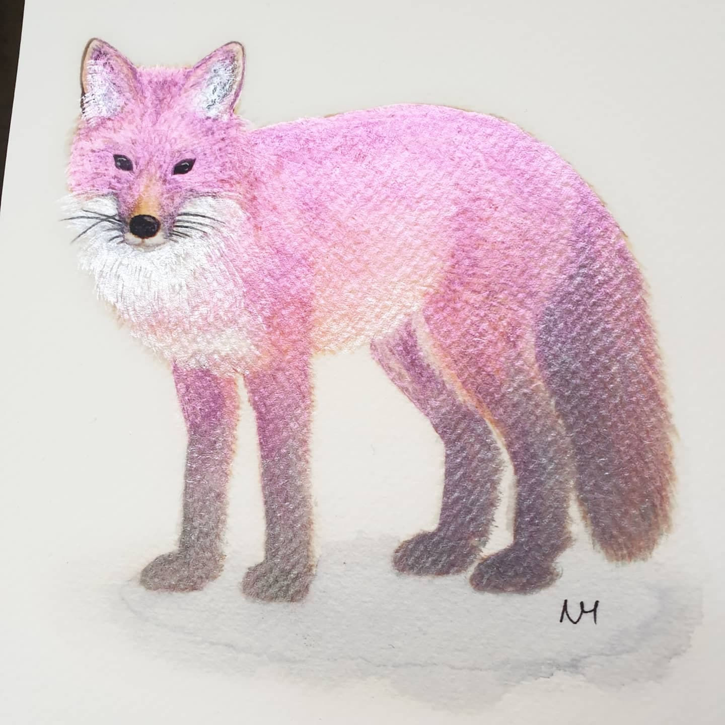 A5 Hand embellished print"fox"