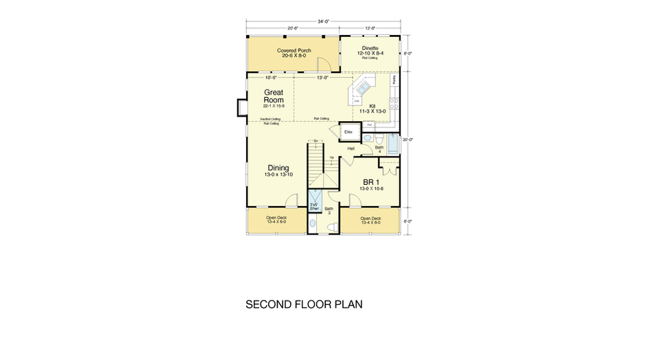 Image of the second-floor plan of the Sandy Ridge 2891-7E house plan