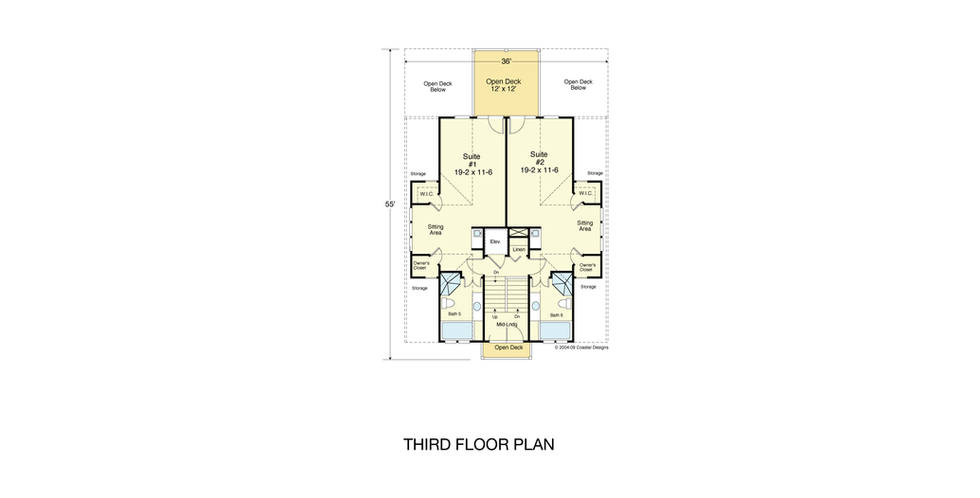 Image of the third-floor plan of the Hampton 4157-6E house plan