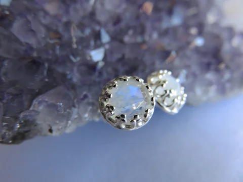 Rainbow Moonstone Stud Earrings Crystallineliving