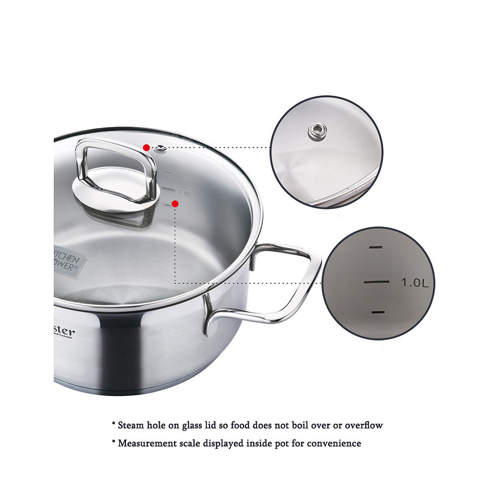 Thumbnail: Kitchen Flower Master 3-ply, 18/8 Stainless Steel Cookware Sauce Pot, 20cm