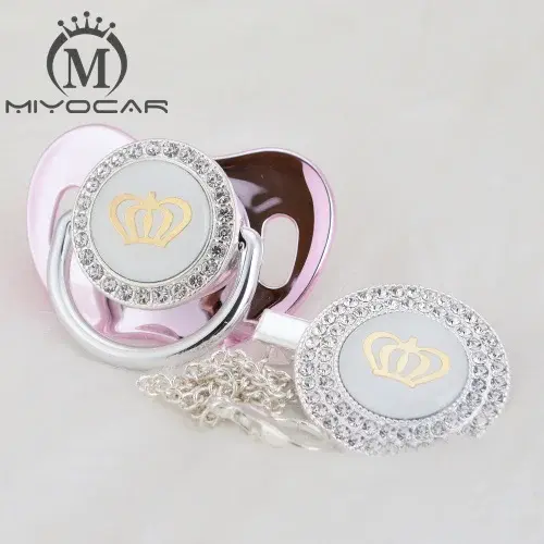 Miniatura: MIYOCAR 11 Color Silver Bling Gold Crown Bling Pacifier and Pacifier Clip BPA
