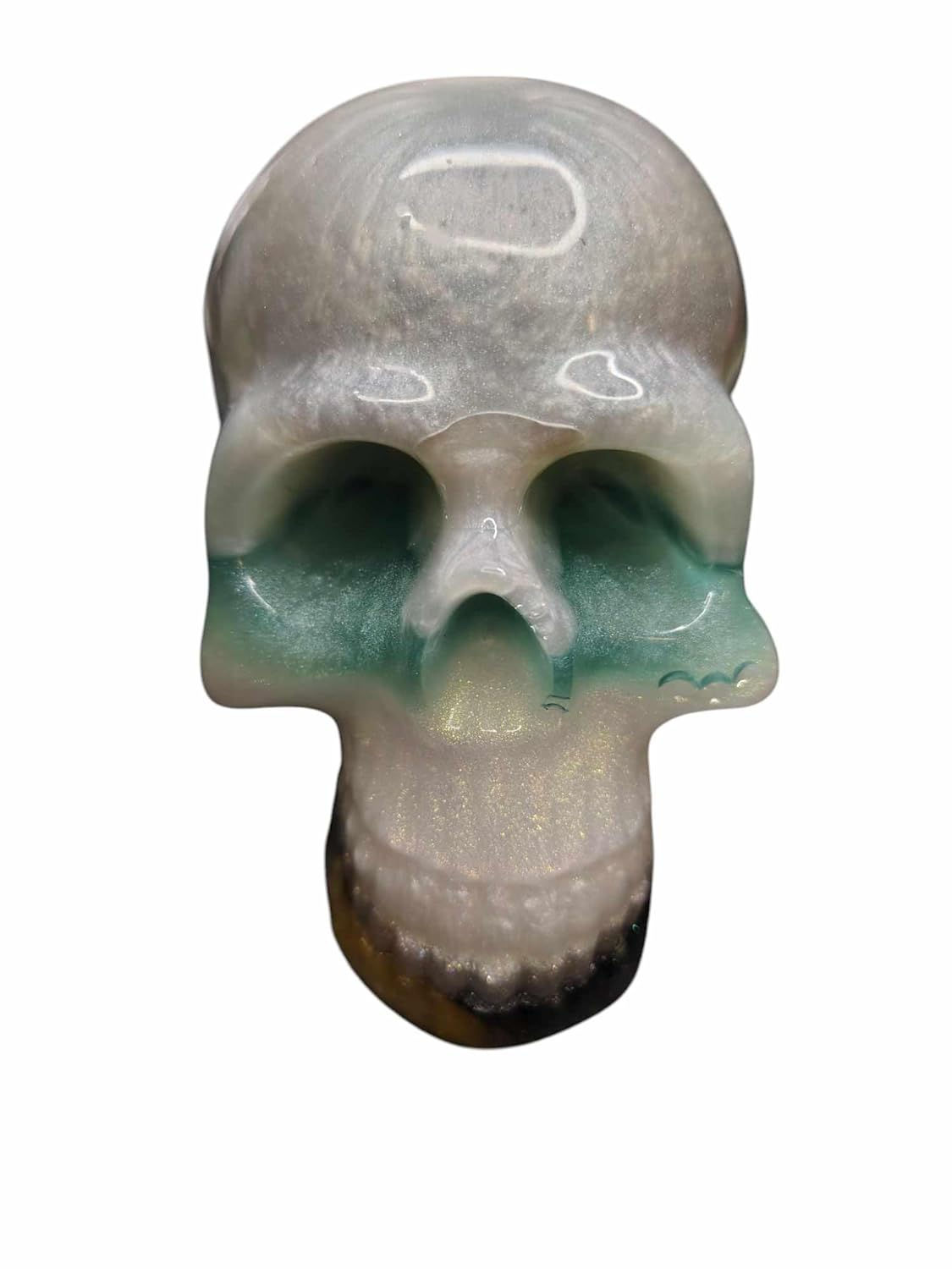 Decorative Skull paperweight (White, blue, brown))
