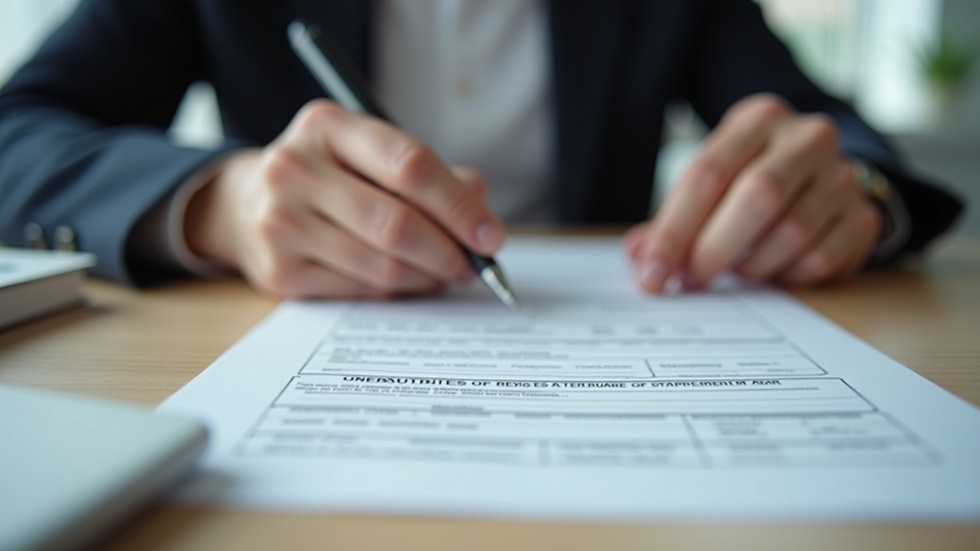 Close-up view of a person filling out a D-U-N-S application form