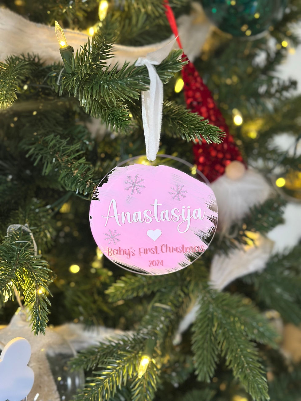 Thumbnail: Babys First Christmas (Acrylic) 4” round 