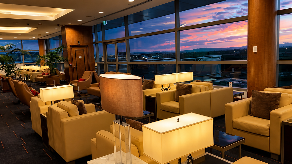 Emirates lounge Brisbane at sunset