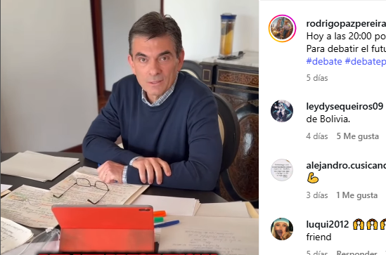 Rodrigo Paz Pereira, del partido Demócrata Cristiano, fue la gran sorpresa de la jornda electoral al alcanzar 32,04% de la votación. Foto: Instgram