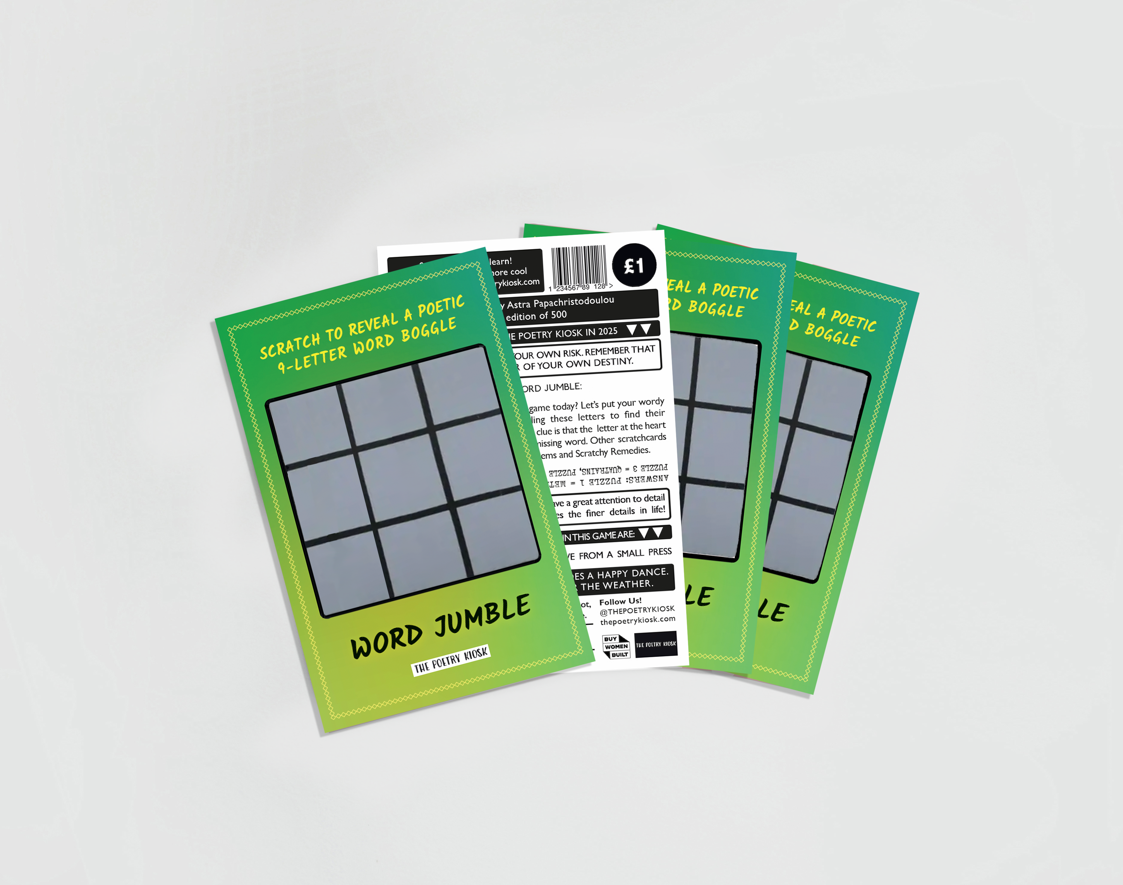 Word Jumble Scratchcards by Astra Papachristodoulou