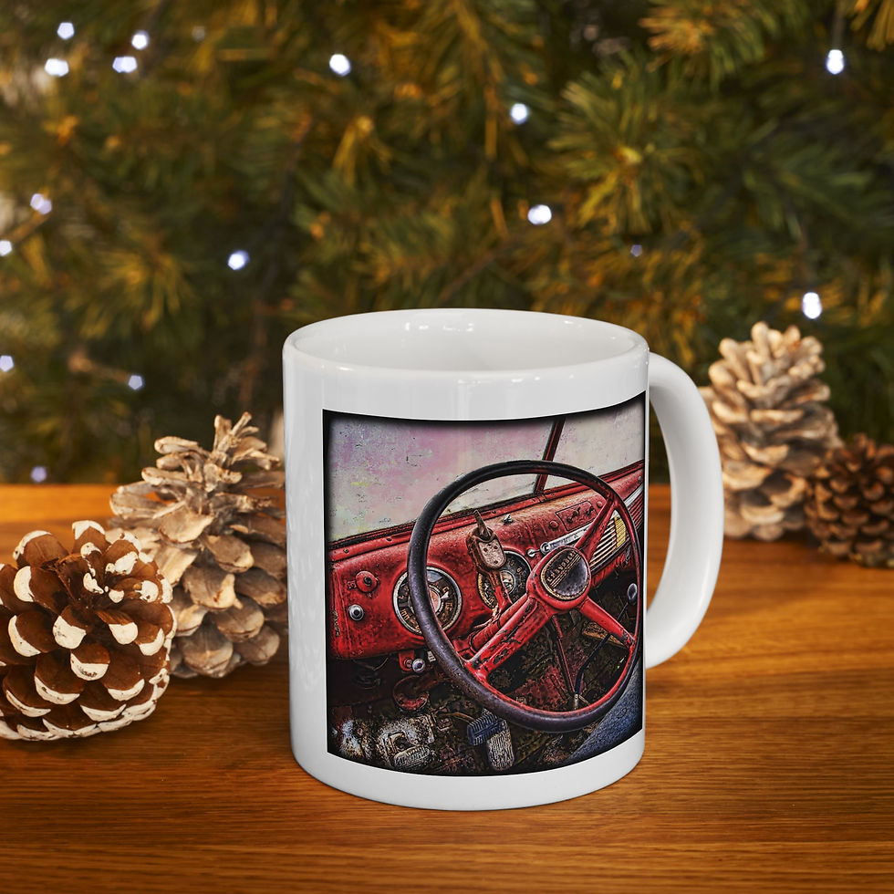 Thumbnail: Vintage Red Truck Interior Art Print - Coffee Mug Collectible Jack Hunt Art 