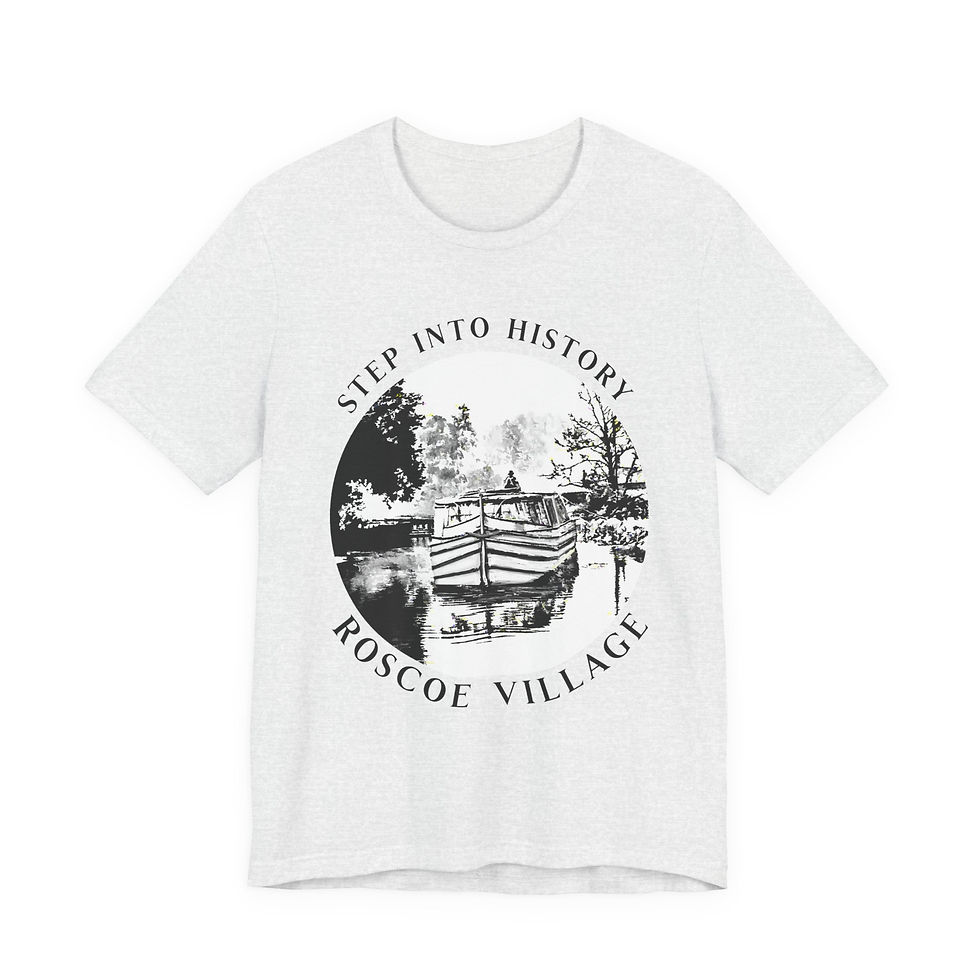 Thumbnail: Historic Roscoe Village Tee, Unisex T-Shirt, Canal Boat Design,Casual Wear 