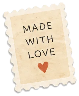 A stamp reading made with love
