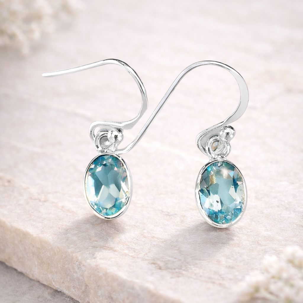 Boucles d'oreille Topaze facettées et Argent