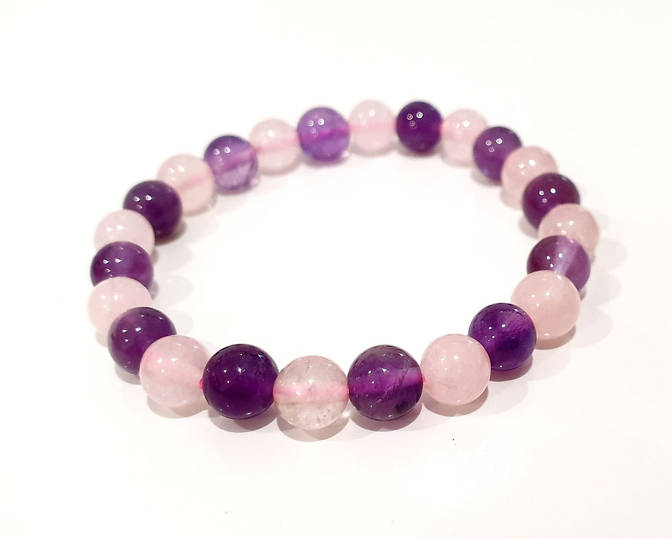 Bracelet Améthyste et Quartz Rose