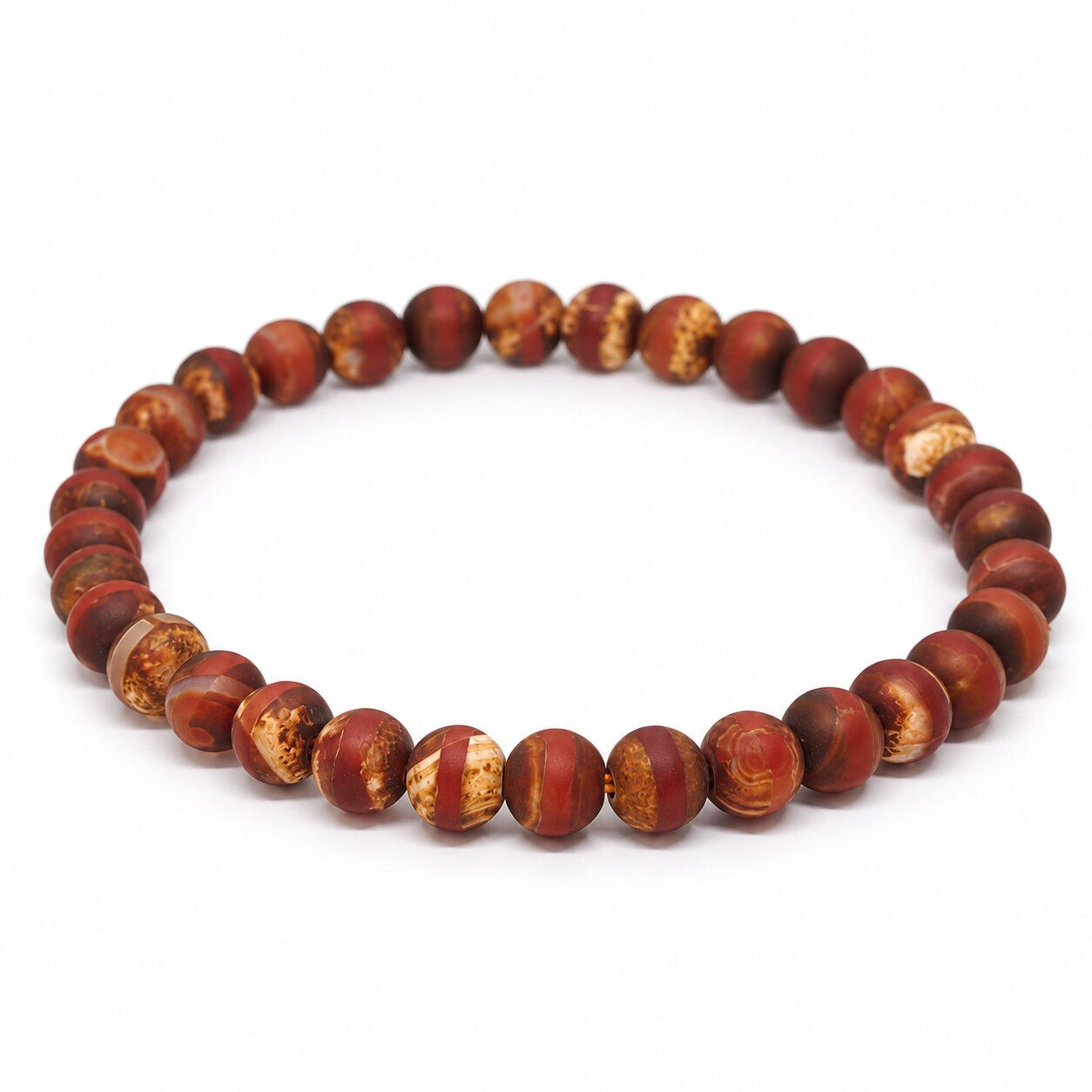Bracelet Agate de Feu Mat Façon Tibétaine