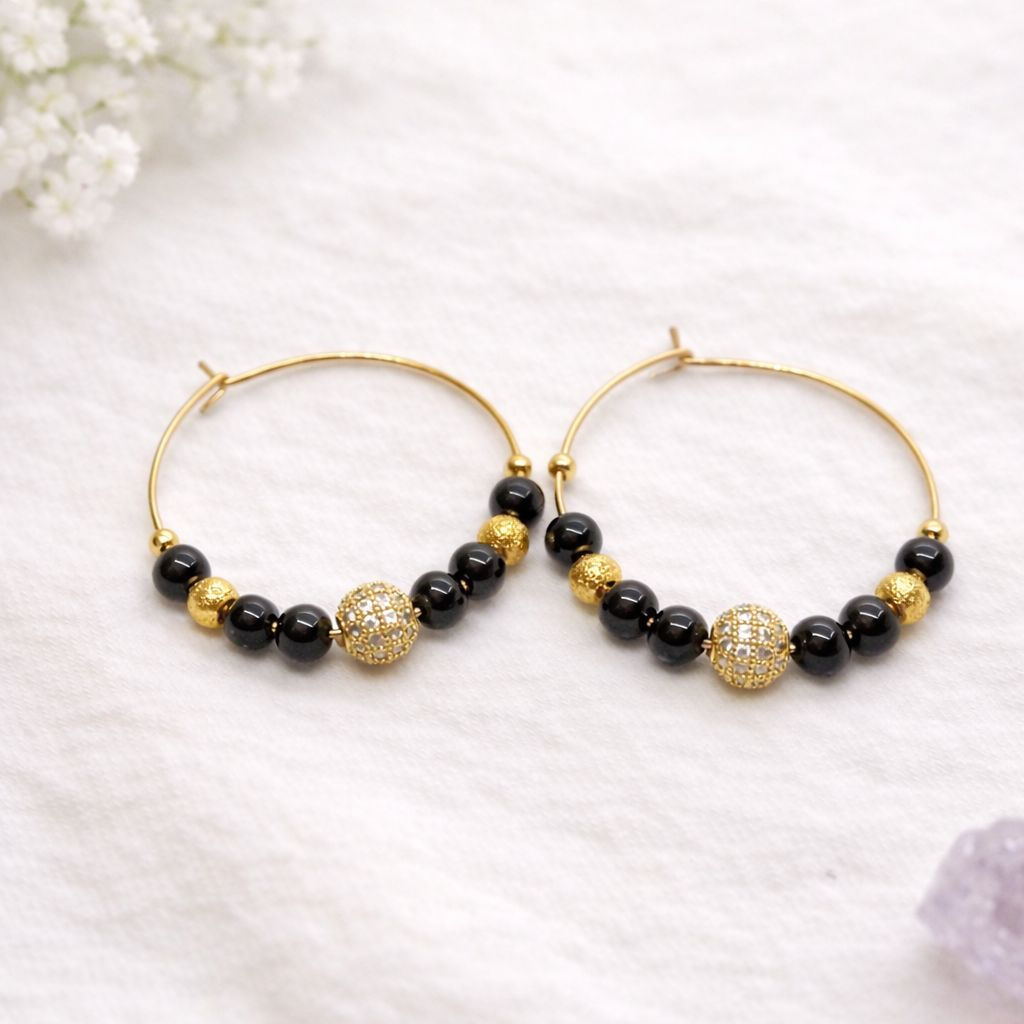 Boucles d’oreilles créoles – Onyx