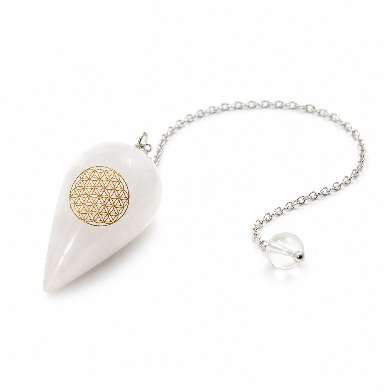 Pendule Quartz blanc avec Fleur de Vie