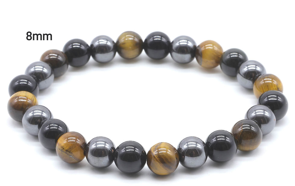 Bracelet Protection 3 - Oeil de Tigre, Hématite, Obsidienne
