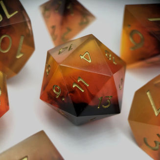 Handcrafted resin dice for tabletop games from Cerberus Supplies