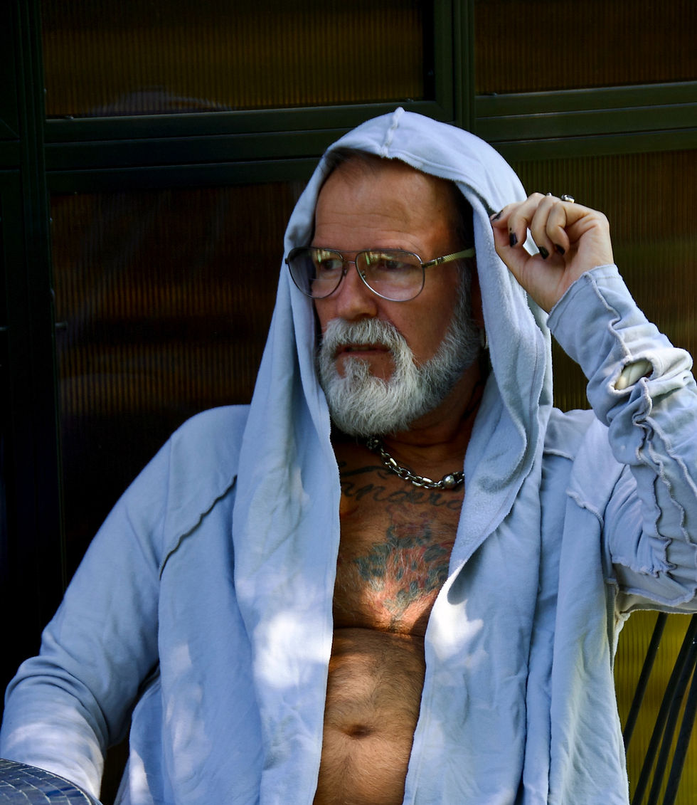 Model Rand wearing One Gold Thread's Kairos Duster