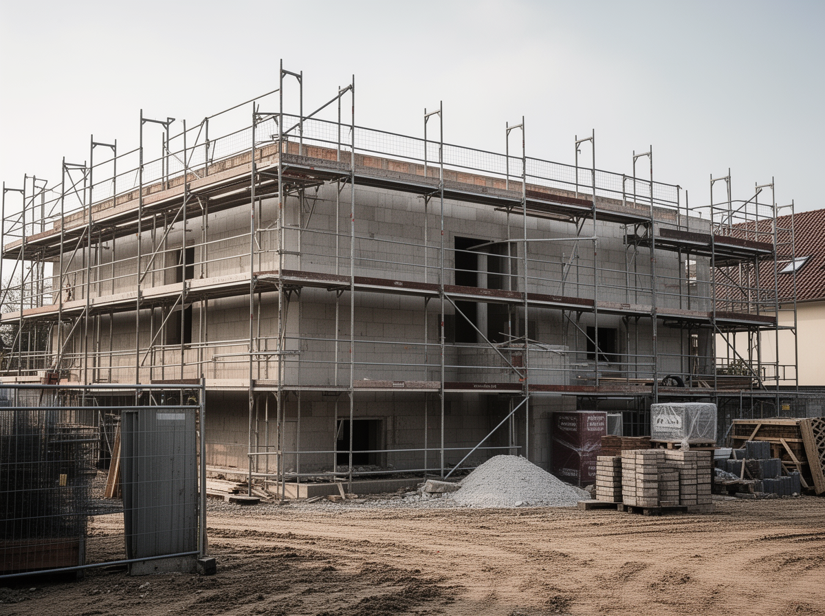 Baustelle mit Gerüst – Berufshaftpflicht für Planende