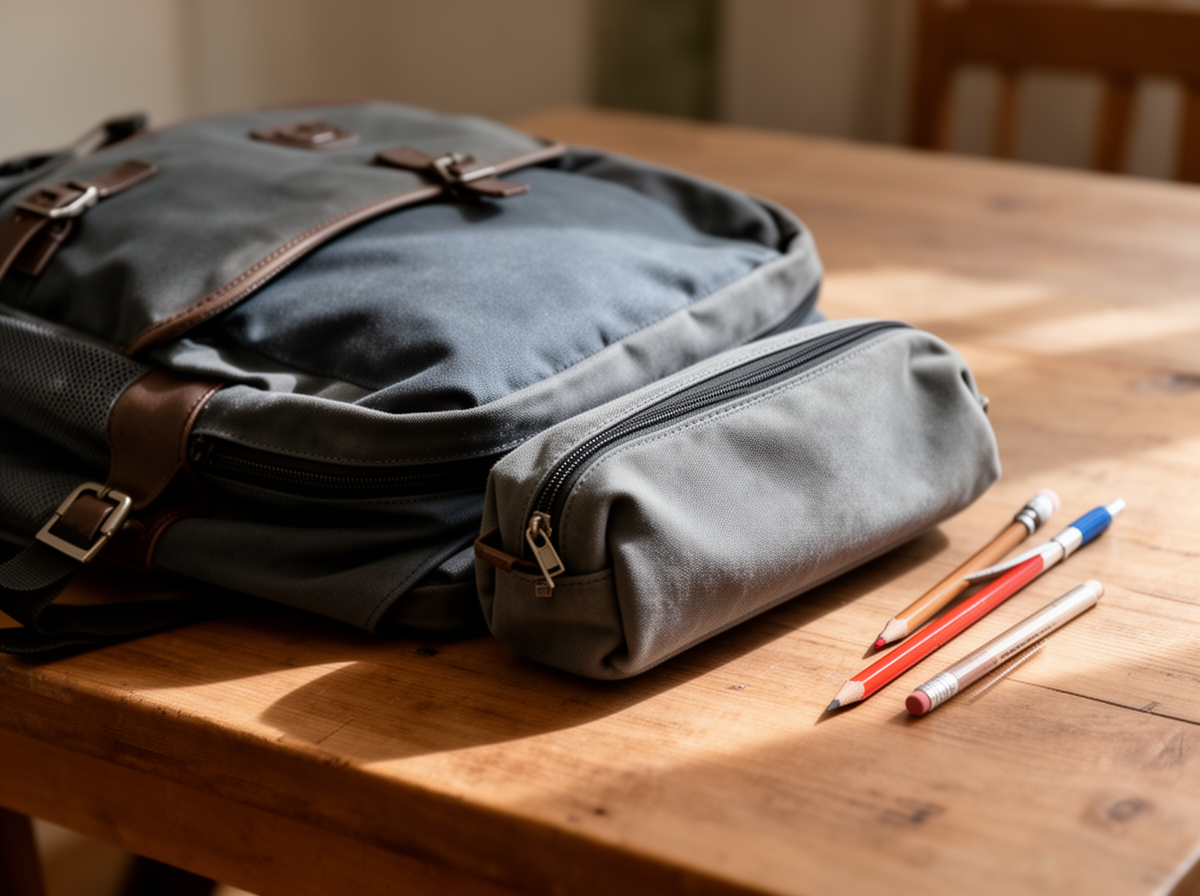Schulranzen und Federmappe auf einem Tisch – Schüler- und Kinder-BU in Bad Kreuznach