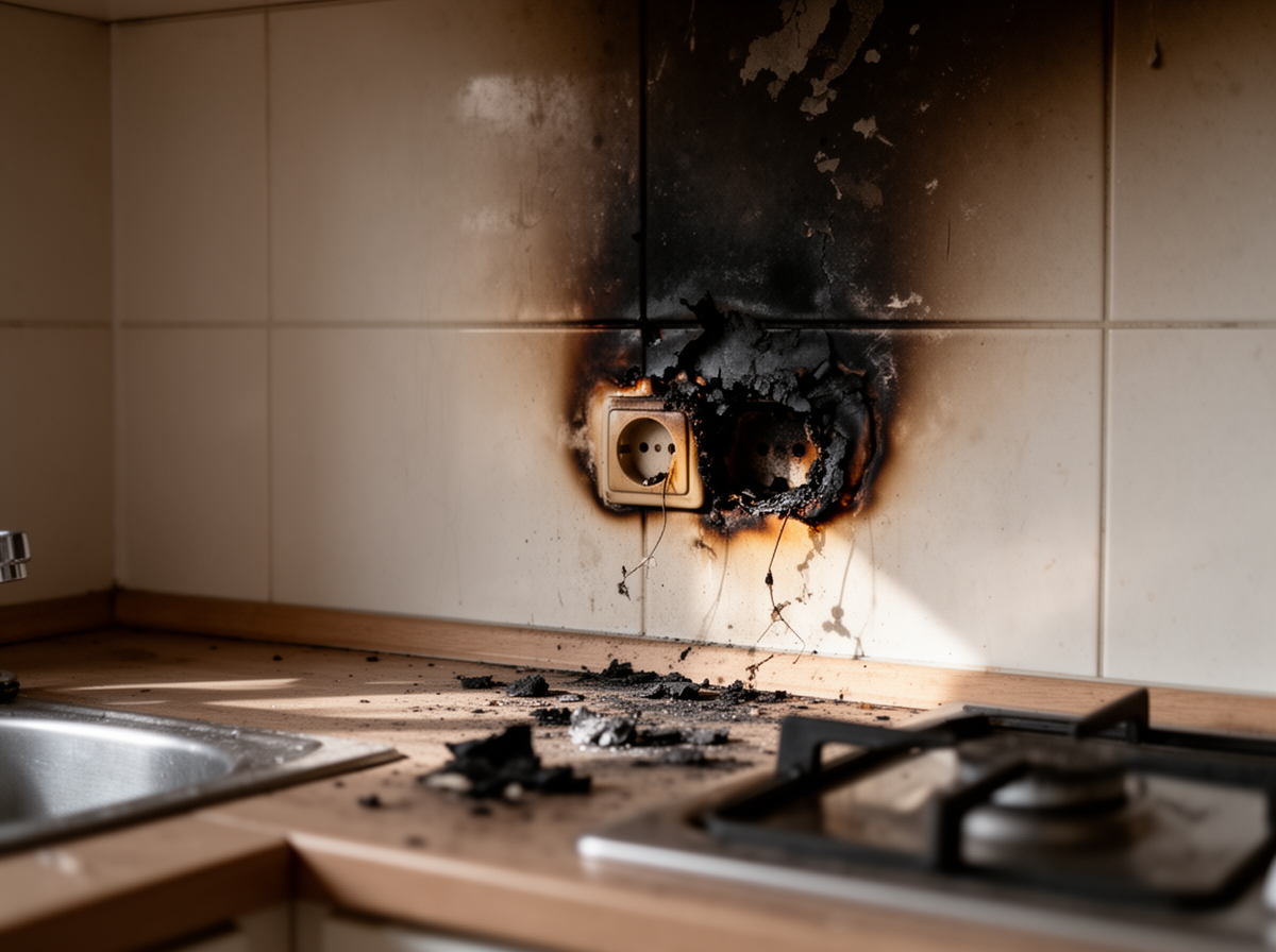 Ausgebrannter Betriebsraum nach einem Feuerschaden, Betriebsunterbrechungsversicherung Bad Kreuznach