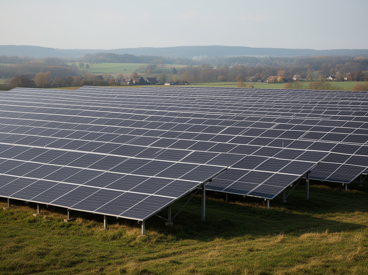 Solarpark in der Landschaft – nachhaltige Indexfonds in der Police