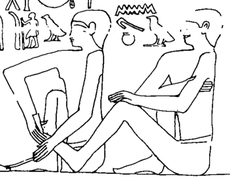 Illustrasjon av fotbehandling fra graven til Ankhmahor (ca. 2330 fvt.)