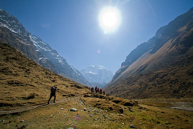 a school group trekking in Peru