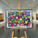Quadro colorato con faccine espressive in galleria
