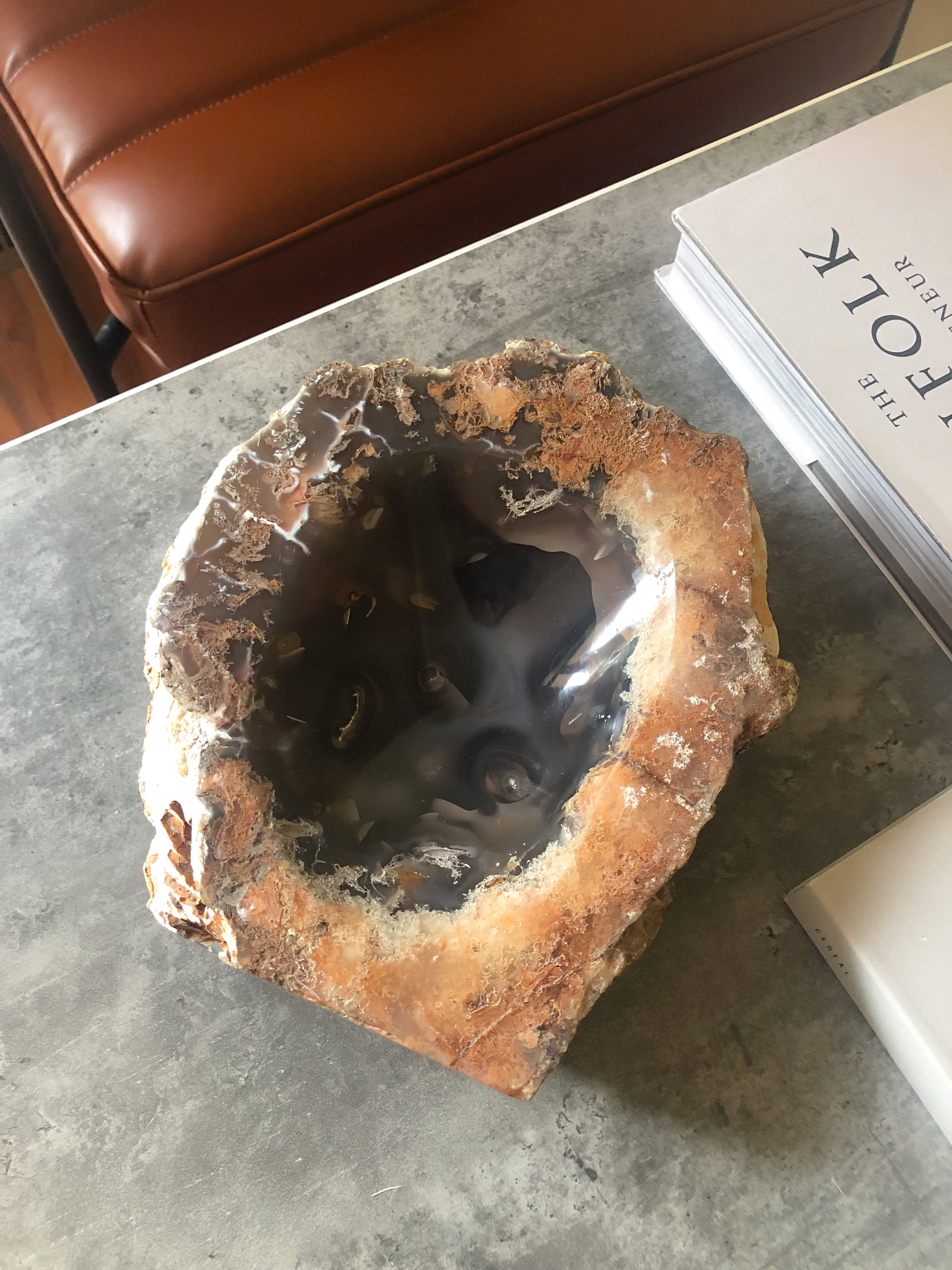 Natural Agate Half Polished Bowl - XL