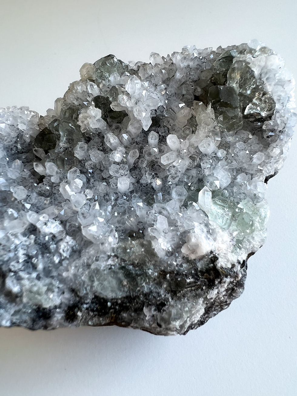 Miniature : Green Fluorite x Calcite x Clear Quartz & Pyrite Specimen