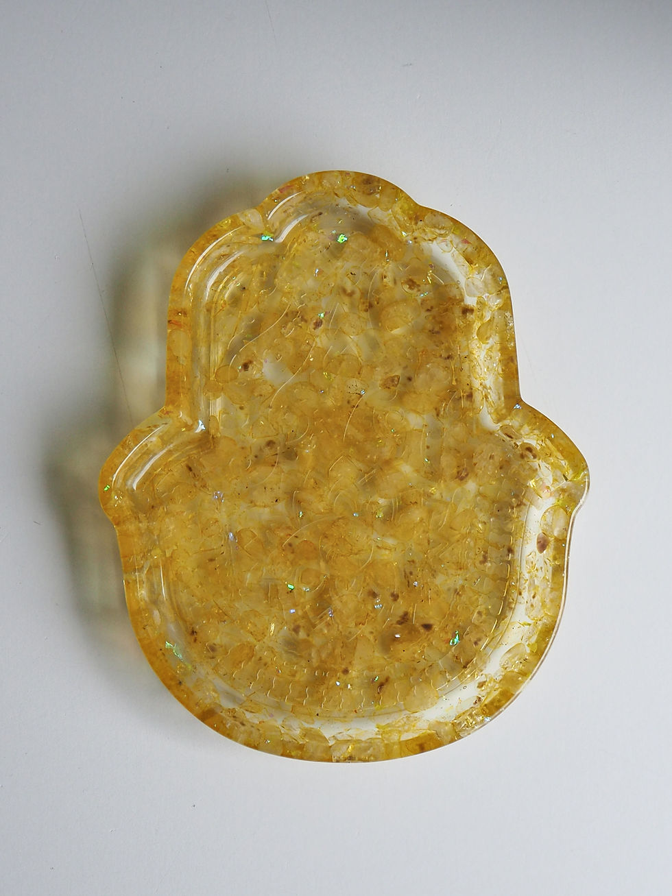 Miniature : Citrine Hamsa Hand Acrylic x Crystal Dish