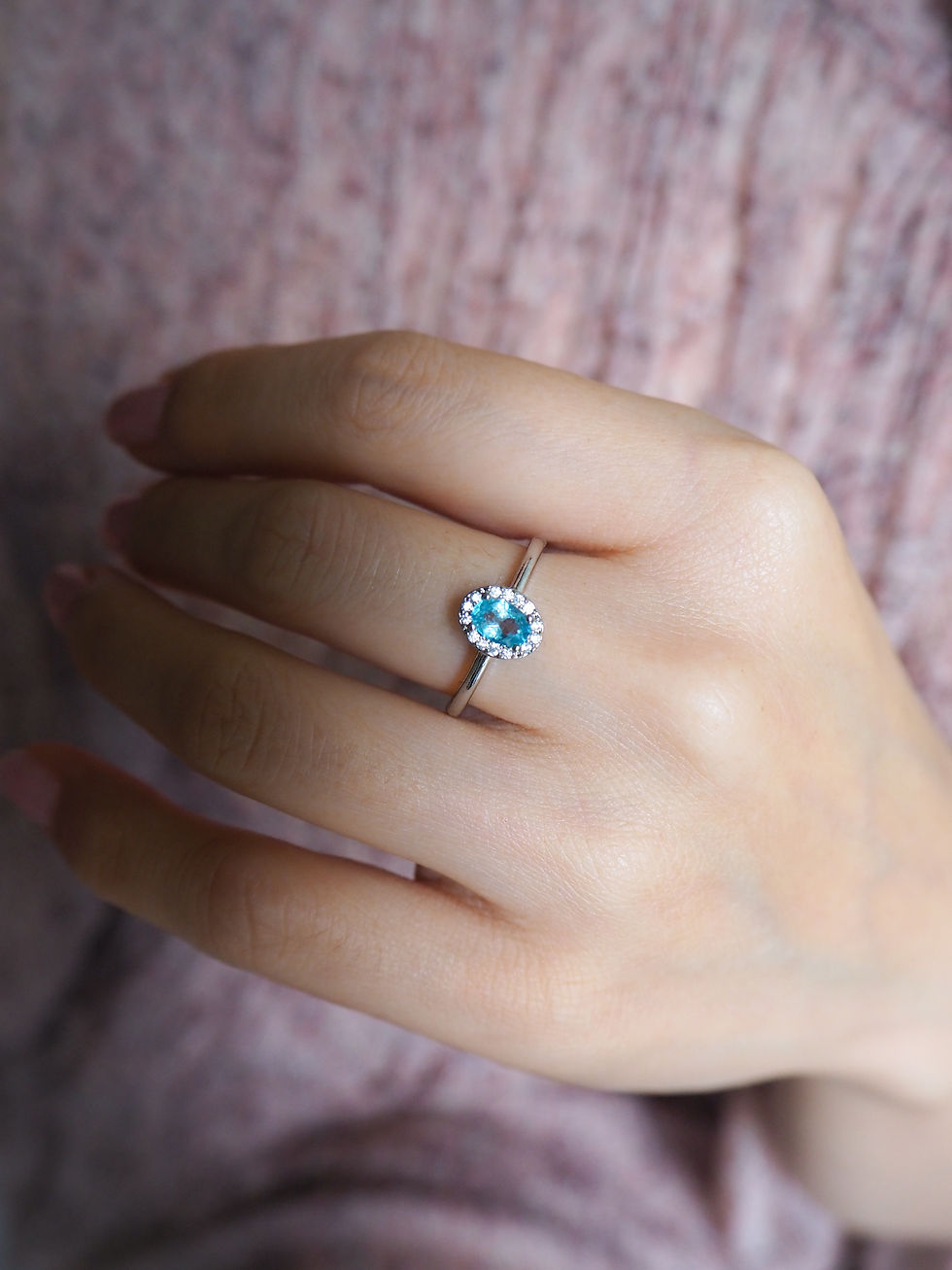 Blue Topaz Oval Crystal Ring