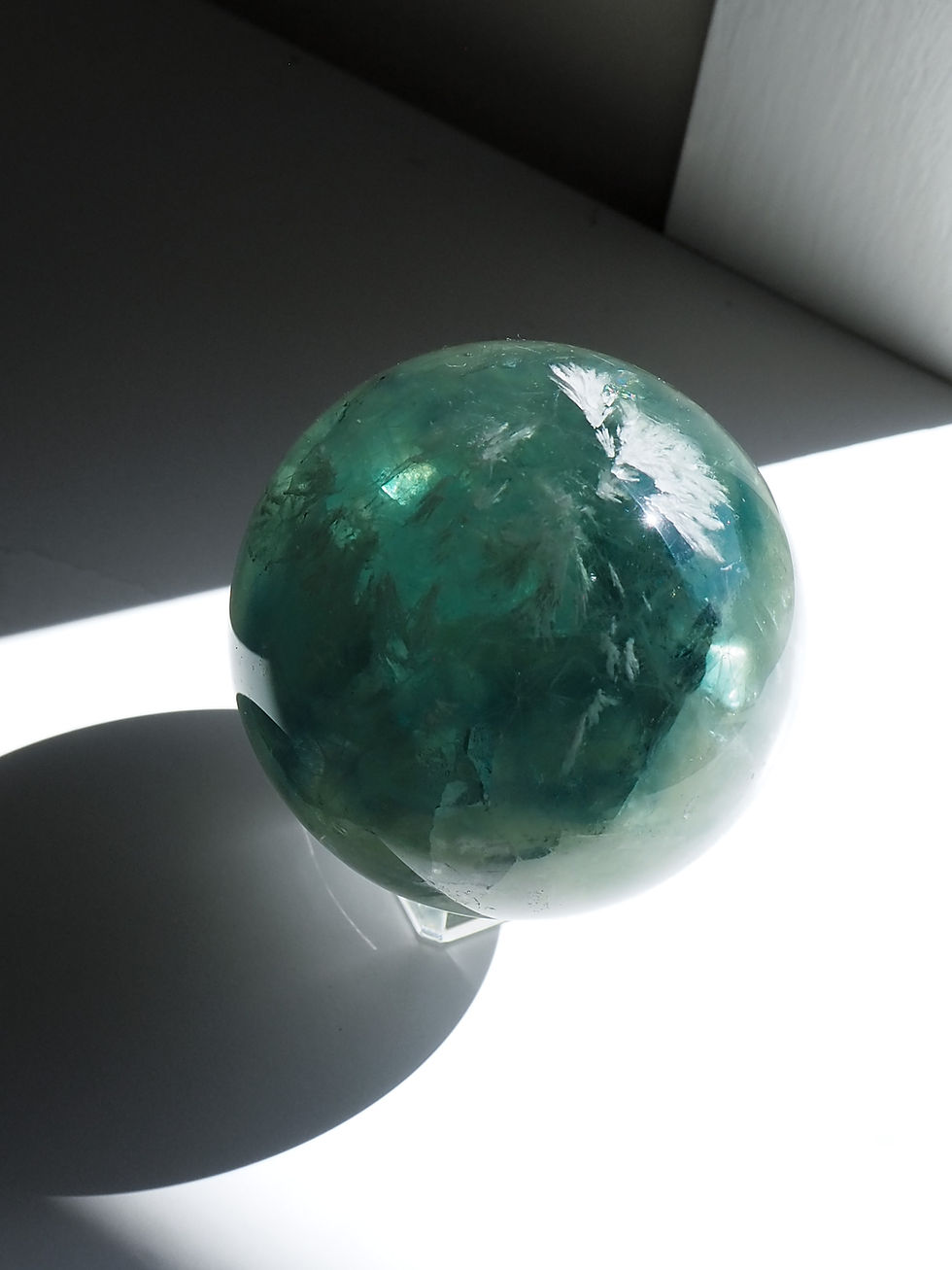 Miniature : Feather Green Fluorite Sphere - Medium/Large