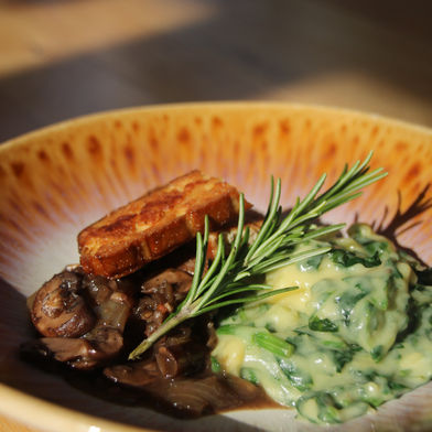 Kartoffel Püree mit Pilz Relish